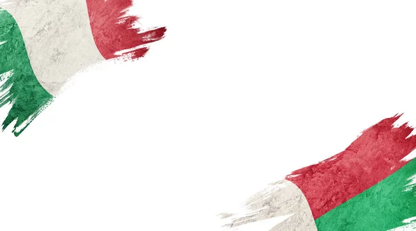意大利和马达加斯加白底国旗 — 图库照片